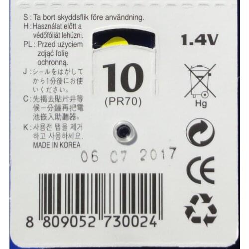 30 x Hearing Aid Batteries A10 10A ZA10 10 S10 PR70