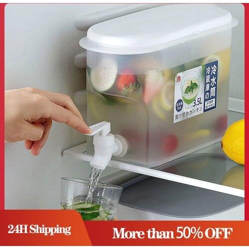 3500ml Water Jug With Faucet Cold Water Bottle Container Cold Kettle Lemon Juice Fruit Teapot Drinkware For Kitchen Refrigerator