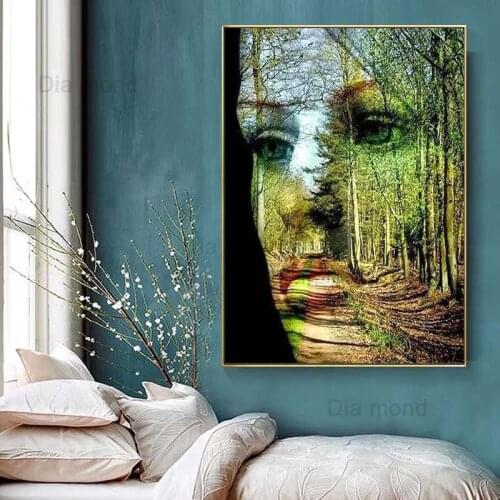 5D Diamond Painting Woman Forest Full Square Drill Handmade Mosaic Animal Cross Stitch Kits Picture of Rhinestones Home Decor