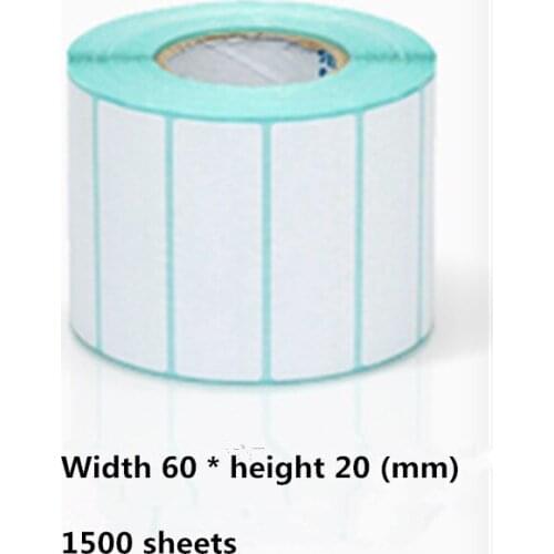 60 * 20mm * 1500 sheets / roll thermal printer product price bar code sticker label waterproof