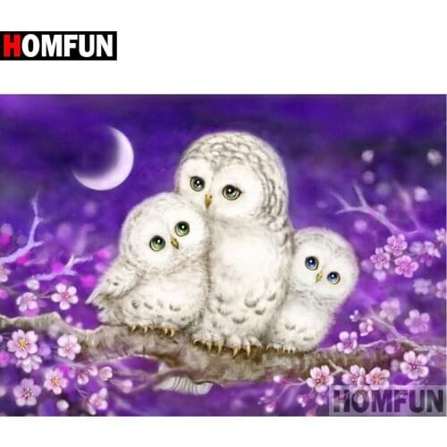 HOMFUN Full Square/Round Drill 5D DIY Diamond Painting "Cartoon owl" 3D Diamond Embroidery Cross Stitch Home Decor A19837