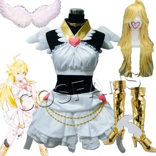 Anime Panty & Stocking with Garterbelt Panty Anarchy Cosplay Costume Gilr Women Halloween Costume Shows Carnival Party Wig wings