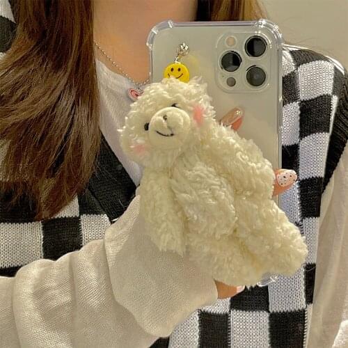 Korea Cute Plush Bear Bracelet wrist chain case For IPhone 12 Pro Max 6 7 8 Puls X XR 11 SE Shockproof Clear Lovely Bumper Cover