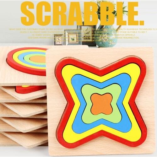 Wooden 3D Jigsaw Puzzle toys Geometric Shape DIY Creative Kids Montessori Toy Match Jigsaw Cognition Board Toys For Children