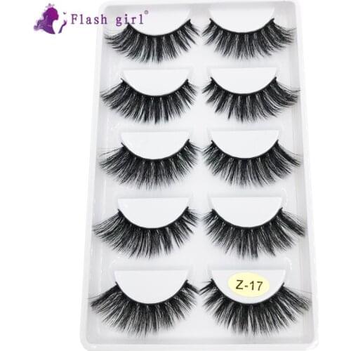 Flash Girl Newest Z series Z17 5 pairs 3D Natural soft silk Transparent terrier EyeLashes