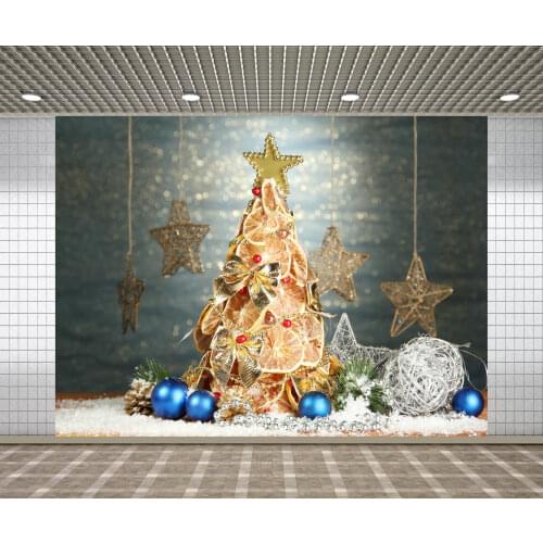 Lyavshi Background for Photo Studio Christmas Lemon Tree Snow Bokeh Golden Star Light Spot Backdrop Portrait Shooting Photocall