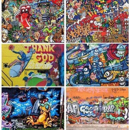 Alien Santa Claus Skull Graffiti Brick Wall Portrait Photography Backdrops Photography Backgrounds Birthday Photocall Photozone