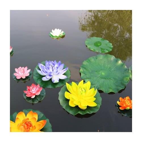 4COLORS 17cm PE artificial lotus leaf flower water lily water fish tank features decoration peoperties props