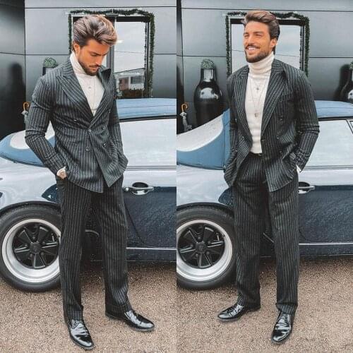 Summer Classic Double Breaste Mens Pants Suits Groom Best Man Jacket Party Prom Wedding Blazer Tuxedos Custom Made 2 Pieces