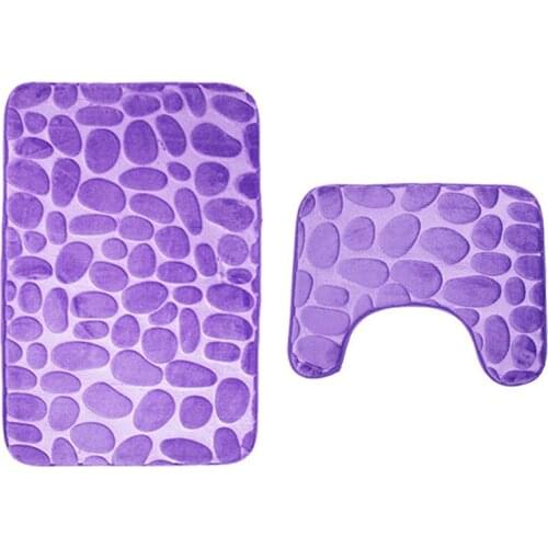 Carpets Toilet Mats Non-Slip Bath Mat Two-Piece Suit Cobblestone Rugs Solid Floor Door Home Decorations Christmas Gifts Adults
