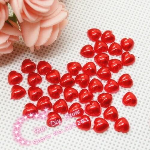 6/10mm red resin flat back pearl heart for decoration free shipping