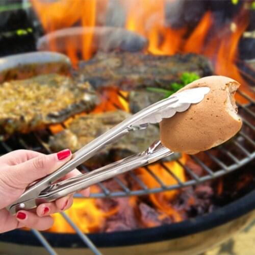 Kitchen Tool 1PC Stainless Steel Barbecue Locking Tongs Serving Clip BBQ Grill Baking Salad Steak Vegetable Pasta
