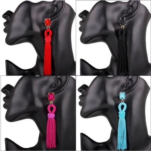 Fashion new crystal ethnic bohemian Boho women statement tassel drop earrings for girls party wedding earing gifts fj667
