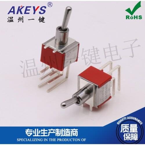 MTS-202-A4 Rocker arm side insertion Toggle switch With fixed feet Bent feet 6 feet 2 gears Handle length 11mm Light hole
