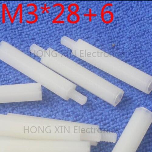 M3*28+6 white 1pcs 28mm Nylon Standoff Spacer Standard M3 Male-Female Standoff Kit Repair Set High Quality PC tool