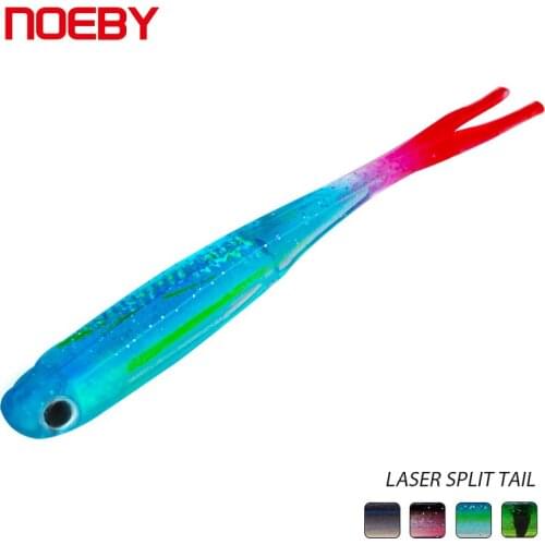 NOEBY 3D Eyes Soft Shad Lure 75mm 115mm Silicone for Fishing Artificial Baits Fishing Tackle with Laser Paper W8023
