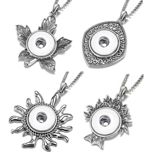 New Silver Leaves Sun life tree Fashion snap pendant necklace fit 18mm snap buttons 18mm snap jewelry