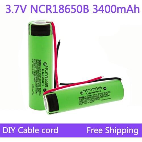 New 18650 battery 3400mAh 3.7v Rechargeable lithium battery for battery pack flashlight toy DIY cable cord free shipping