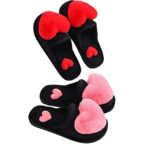 Heart shape warm Plush slippers women Home Slippers Cute winter Soft Comfortable faux fur Woman Slipper Ladies House shoes