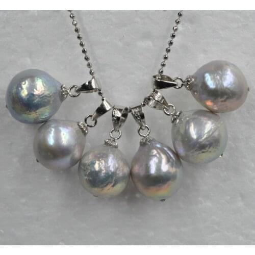 Natural furrow Kasumi pearl pendant 11mm gray pearl