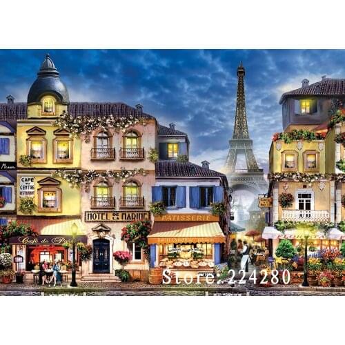 Needlework,Handwork Scenery 14CT Counted Embroidery Eiffel Tower Market DIY Cross stitch kits,Art Cross-Stitching Home Decor