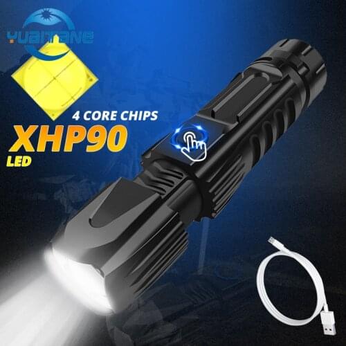 Most powerful xhp90 led flashlight Smart chip control torch xhp70.2 lamp usb rechargeable use 26650 battery for camping