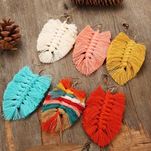 Louleur 2020 New Design Bohemian Style Leaf Shape Tassel Earrings For Women Fashion Fishbone Boho Female Dangle Drop Earrings