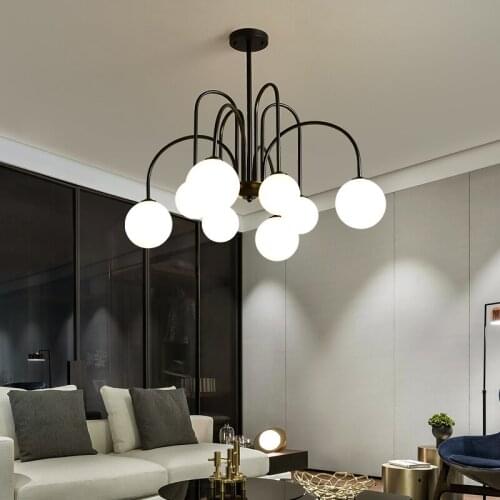 Modern LED Chandeliers Lighting For Living Room Bedroom Dining Room Gold&Black Decor Pendant Chandelier Glass Fixtures Lights