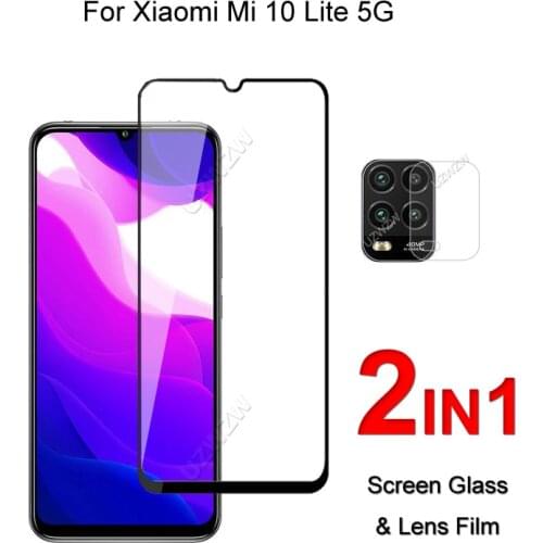 Full Cover Glass For Xiaomi Mi 10 Lite 5G Screen Protector Protective Tempered Glass Explosion Proof & Camera Lens Film