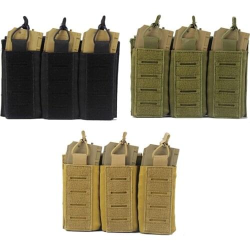 Tactical Molle Mag Pouch Edc Magazine Pouch Elastic Open-Top Triple Mag Pouch Holder Carrier For M4 M14 M16 AK AR