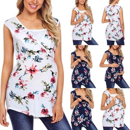 Breastfeeding Tops Womens Summer Floral Print Breastfeeding Loose Casual T-Shirt Feeding Maternal Pregnancy