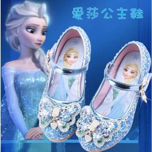 Disney girl princess shoes spring and autumn girls soft bottom flat shoes fashion elsa Frozen shoes children crystal shoes