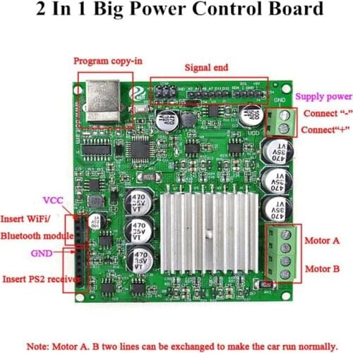 2 in 1 big power Motor Driver Control for Arduino shield Board DIY Large Load RC Robot Smart Tank Car wifi bluetooth by ps2 Toy