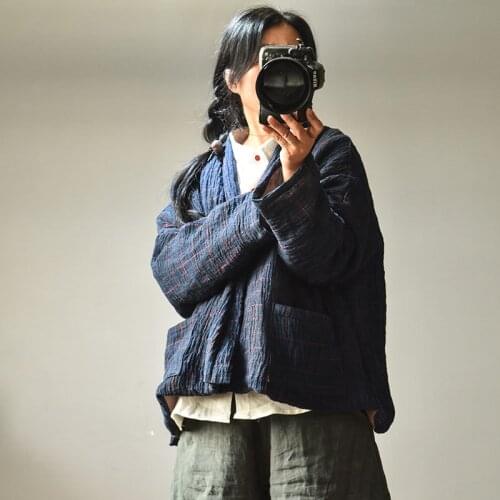 Women Loose Linen Padded Coat Outerwear Parkas Ladies Vintage Flax Padded Tops Parka Female 2020 Winter Coat