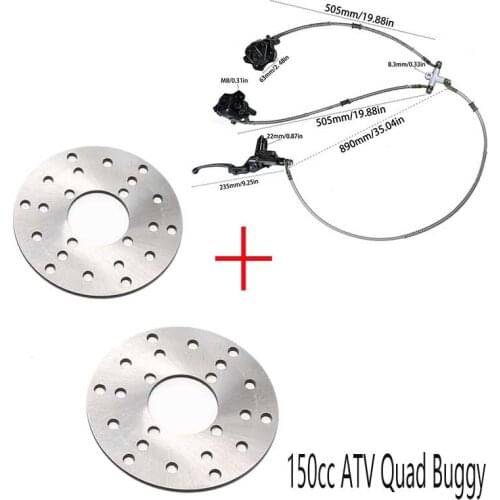 1 pair 110mm 4 Stud Front Brake Disc Rotor + Front Twin Disc Brake Caliper Master Cylinder for 150cc Dirt Bike Go Kart ATV Buggy