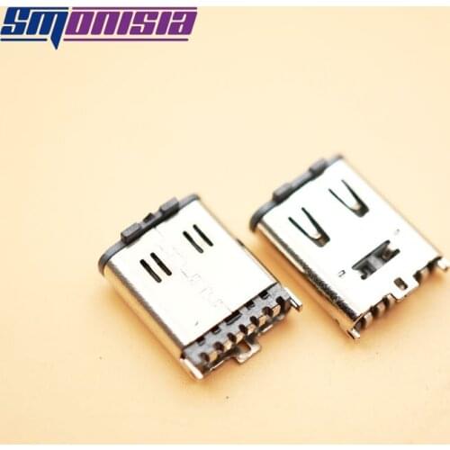 Smonisia 10pcs USB 3.1 Conenctor Vertical Female Socket SMT 24P Plate 180 Degree Type-C Port With Shrapnel