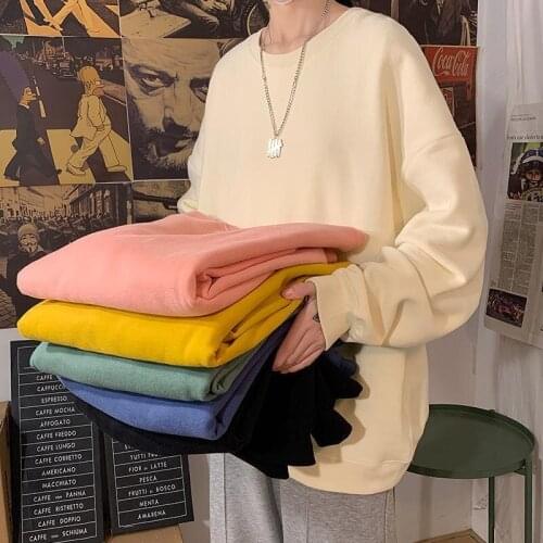 2021 Autumn men and women Hoodies Oversize Female Loose Cotton Solid Thicken Warm Men Sweatshirts