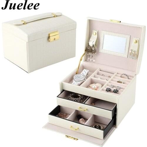 3 Layers Jewelry Organizer Box Large Capacity Display Holder Earring Ring Bracelet Storage Case for Women Double Drawer
