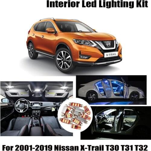 White Canbus LED Car Bulbs Interior Dome Map Reading Light Kit For Nissan X-Trail T30 T31 T32 2001-2019 License Plate Light