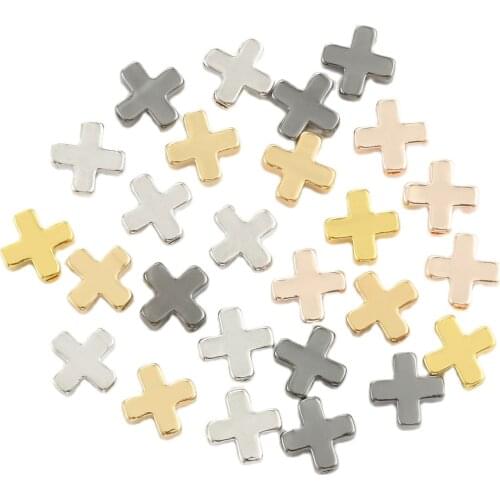 6/8mm Gold/Silver Color Alloy Cross Shape Spacer Beads Charms Fit DIY Bracelets Necklaces Handmade Finding Jewelry Accessories