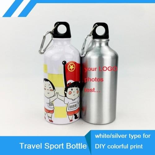 500ML Bottle DIY customize colorful print LOGO photo Travel Sport Easy take for bike with hook for bag Aluminium Portable MAZWEI