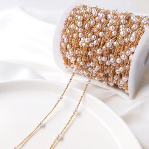 1meter Pearl Chain Necklace Gold Bracelet Chains Findings Charms for Jewelry Making Supplies DIY Earrings Brass Accessories