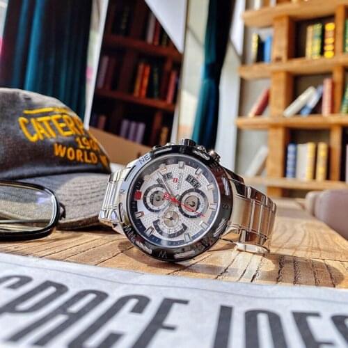 NAVIFORCE Watches Waterproof Chronograph Military Clock Stainless-Steel Male Relogio Masculino Quartz Watch Wrist Watch Men 2020