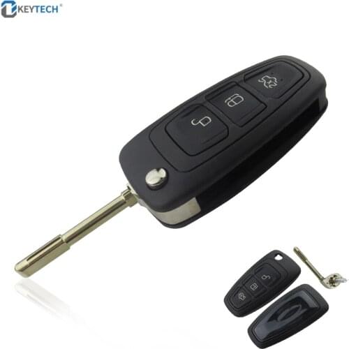 OkeyTech 3Buttons Flip Folding Remote Car Key Shell Cover Case Fob For Ford Focus 3 Fiesta connect mondeo c max With HU101 FO21