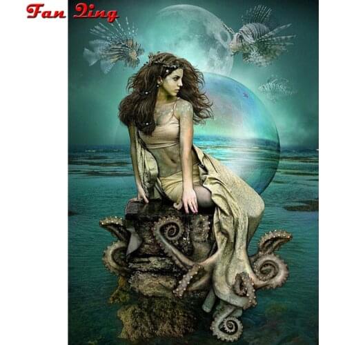 DIY 5D Diamond Painting Fantasy Mermaid Full Square Circular Rhinestones Embroidery Sale Cross Stitch Home Decor Picture
