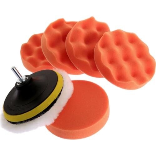 Dophee 125mm 5'' Sponge Waxing Buffing Polishing Pad Kit for Polishing and Buffing with Drill Adapter Power Dremel Accessories*8