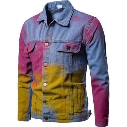 2019 denim jacket men Man inkjet coat motorcycle denim outwear jeans jacket and coats