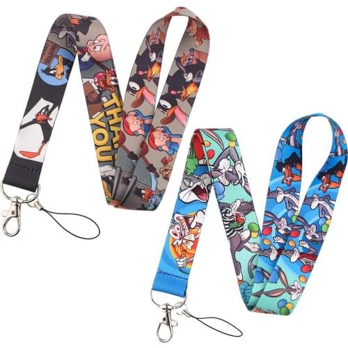 ER417 Animals Rabbit Pig Duck Cartoon Key Chain Lanyard Gifts For Child Students Friends Phone USB Badge Holder Necklace