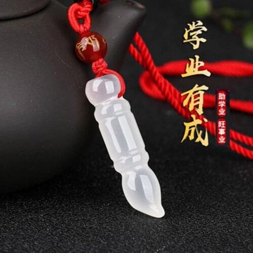 Feng Shui Peach Wood Wen Chang Pagoda Wenchang Pen Tower Keychain Wood Carved Amulet Home Decoration Accessories