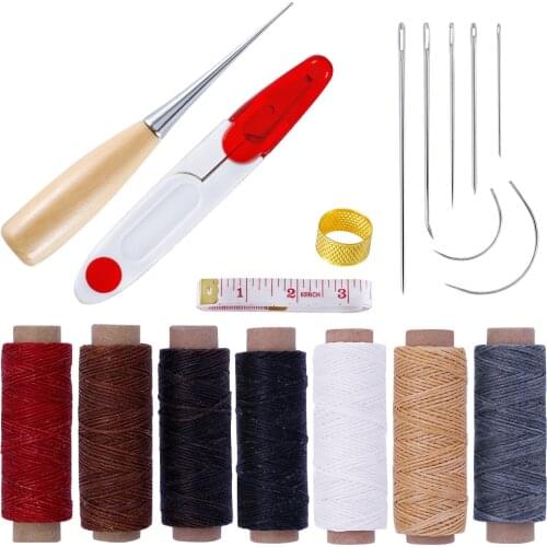 18PCS Tools for Leather Craft Sewing DIY Hand Stitching with Groover Awl Edge Creaser Mat Tools for Leather Working New